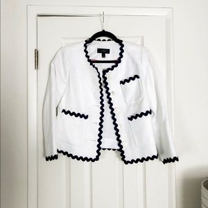 J. Crew White and Navy scalloped blazer